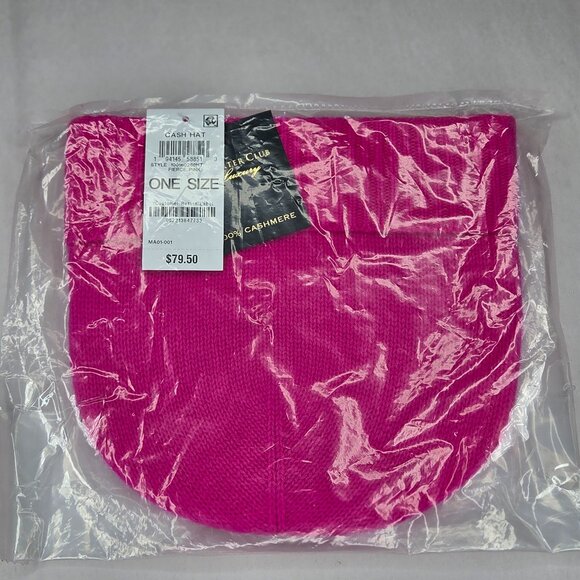 NWT Charter Club Women's Bright Pink Cashmere Hat OS